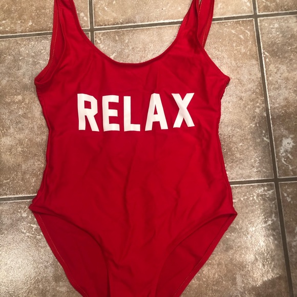 Red one piece bathing suit - Picture 2 of 4